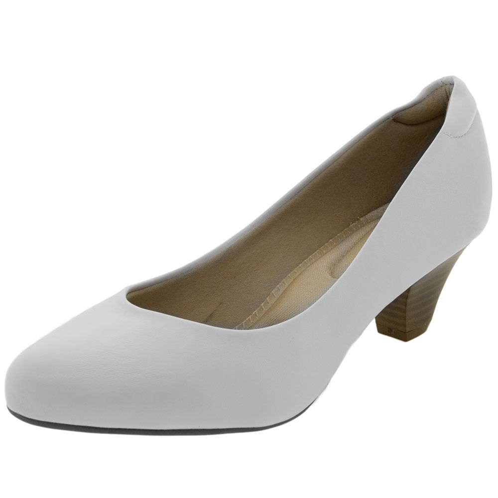 Sapato Feminino Salto Médio Branco / Bege Modare
