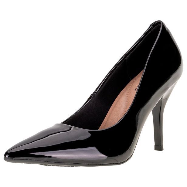 Scarpin Feminino Salto Fino Beira Rio - 41221100 VERNIZ/PRETO 38