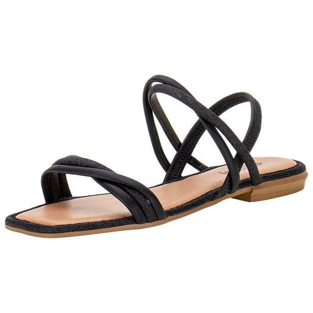 Sandália Feminina Rasteira Mississipi - Q9662 PRETO 34