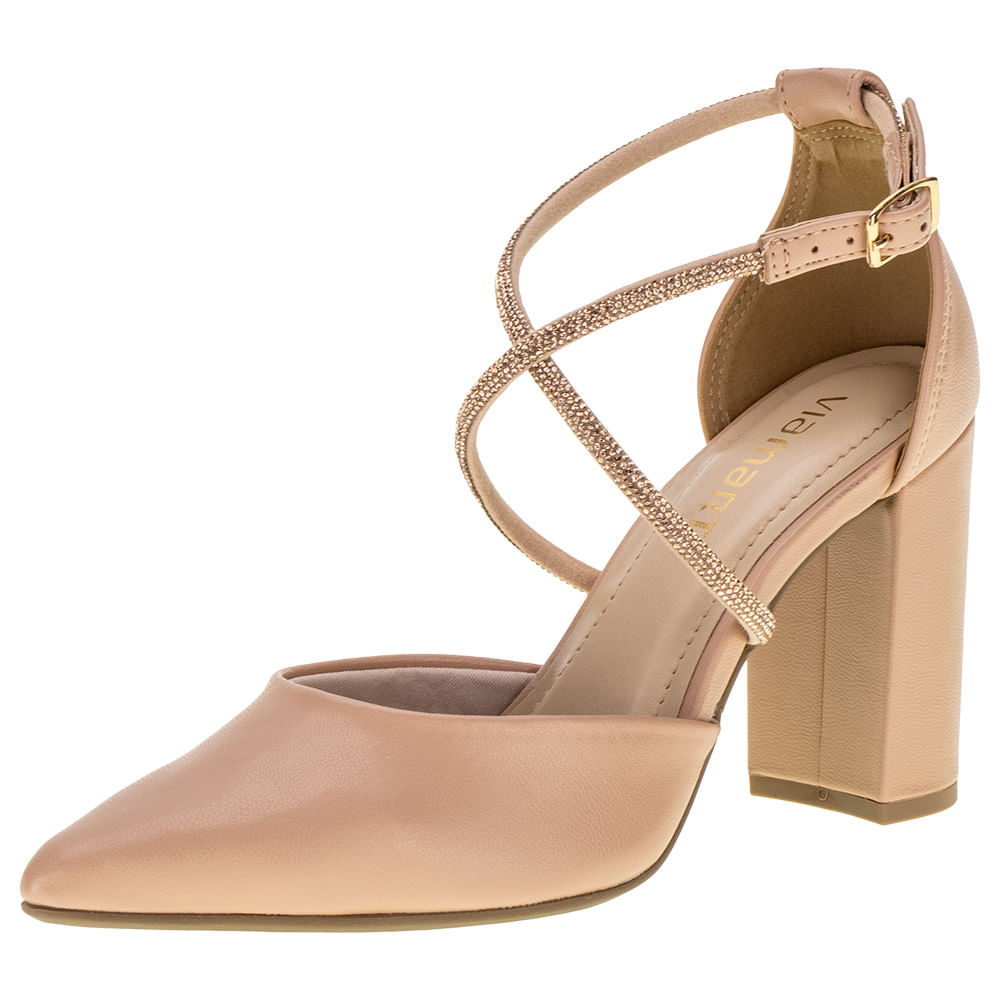 Sapato Feminino Salto Grosso Via Marte 2311703 BEGE 34