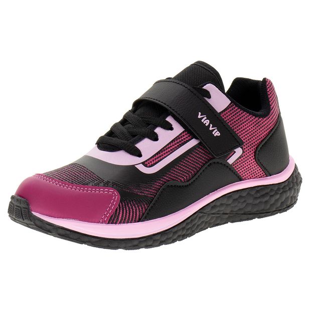 Tênis Infantil Via Vip - VV9512 PRETO/ROSA 35