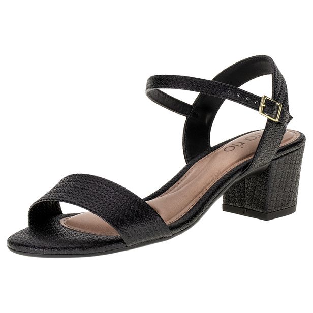 Sandália Feminina Salto Grosso Beira Rio - 82461176 PRETO/CROCO 34