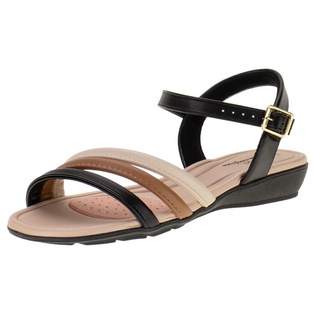 Sandália Feminina Flat Modare - 7127247 PRETO/BEGE 38