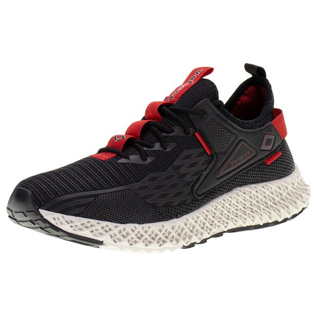 Tênis Masculino Veloce - V4029 PRETO/VERMELHO 39