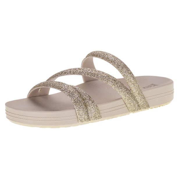 Sandália Feminina Flat Glitter Zaxy - 18956 MARFIM 33/34