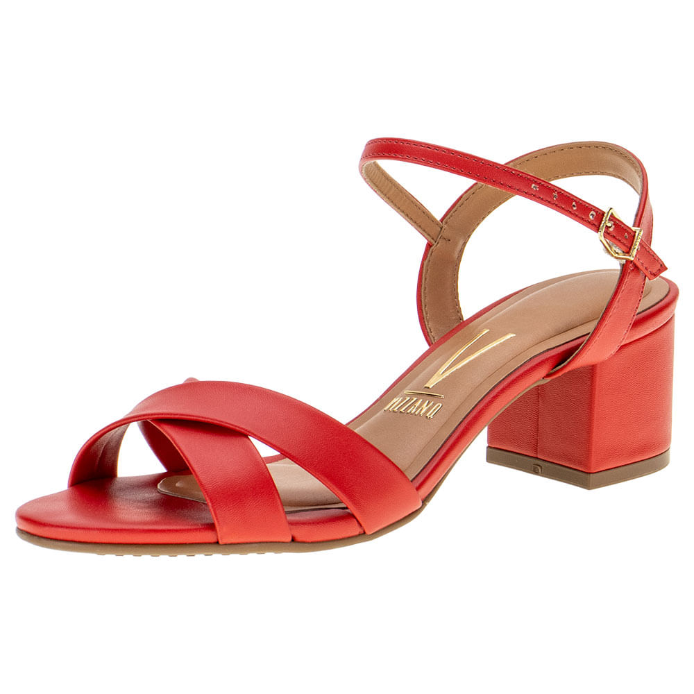 Sandália Feminina Salto Médio Vizzano 6291927 VERMELHO