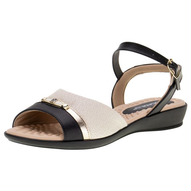 Sandália Feminina Flat Piccadilly - 5003517 BEGE/PRETO 38