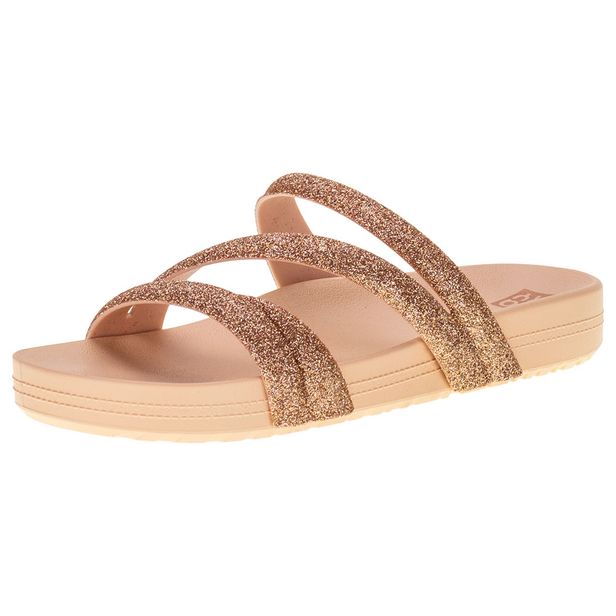 Sandália Feminina Flat Glitter Zaxy - 18956 BRONZE 33/34