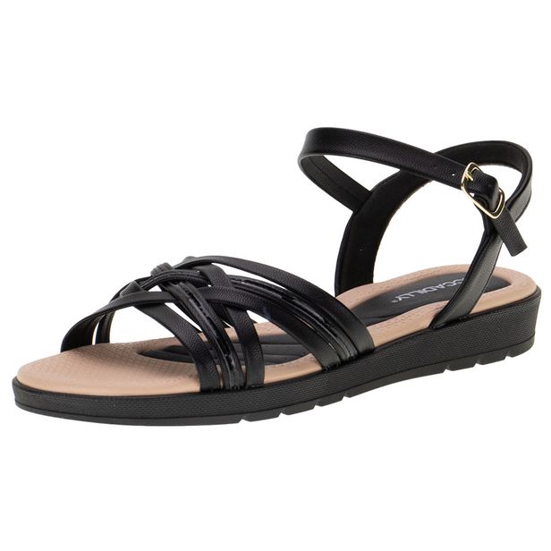 Sandália Feminina Flat Piccadilly - 410026 PRETO 01 34