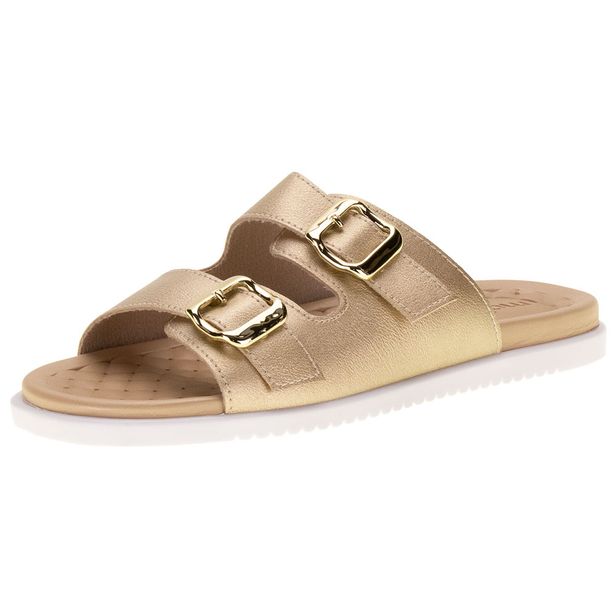 Sandália Feminina Conforto Moleca - 5493102 OURO 34