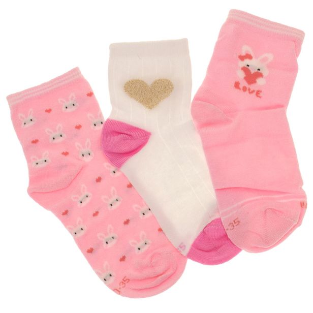 Kit Com 03 Pares De Meias Infantil Trifil - 5028 ROSA 30/35