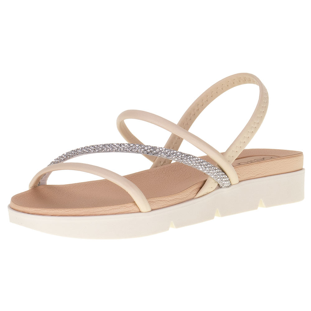 Sandália Feminina Salto Baixo Beira Rio 8387530 NATURAL