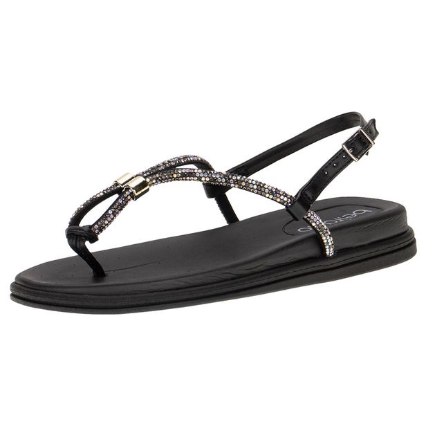 Sandália Feminina Flat Beira Rio - 8513109 PRETO 01 36