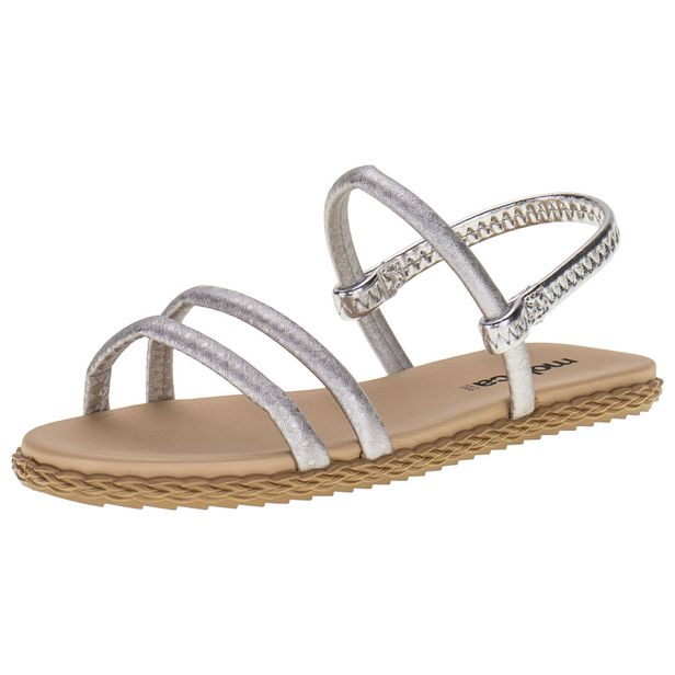 Sandália Feminina Flat Moleca - 5452128 PRATA 35