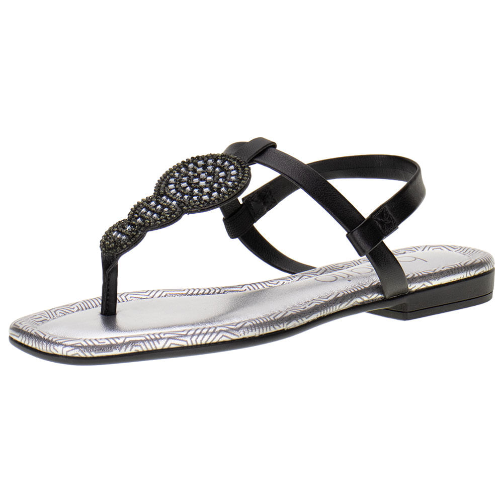 Sandália Feminina Rasteira Beira Rio 8497101 PRETO/CINZA