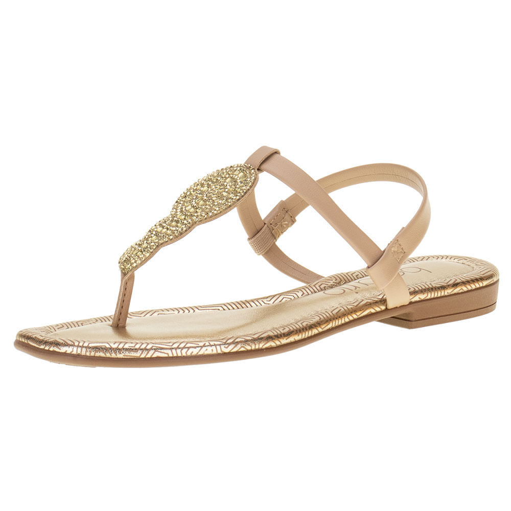 Sandália Rasteira Feminina Rasteira Dourada Beira Rio Sandalia