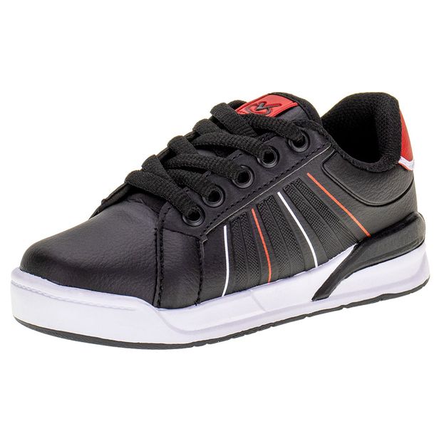 Tênis Infantil Masculino Via Vip - VV4003 PRETO/VERMELHO 28