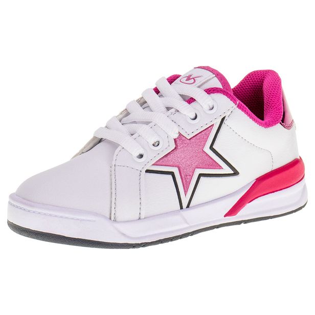 Tênis Infantil Feminino Via Vip - VV4004 BRANCO/ROSA 28