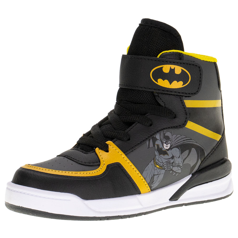 Tênis Infantil Cano Alto Batman Via Vip W4008BT PRETO/AMARELO