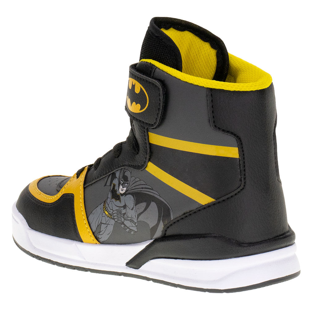 Tenis Infantil Cano Alto Batman Via Vip W4008BT PRETO AMARELO cloviscalcados