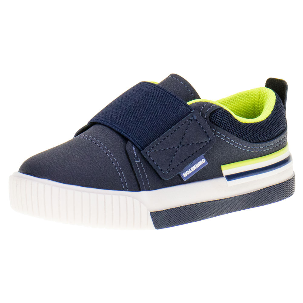 Azul Marinho Tenis Infantil Masculino Com Velcro Tênis Infantil