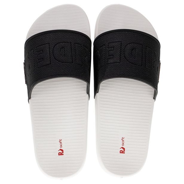 Chinelo Masculino Slide Grid Rider 12321 BRANCO/PRETO 40