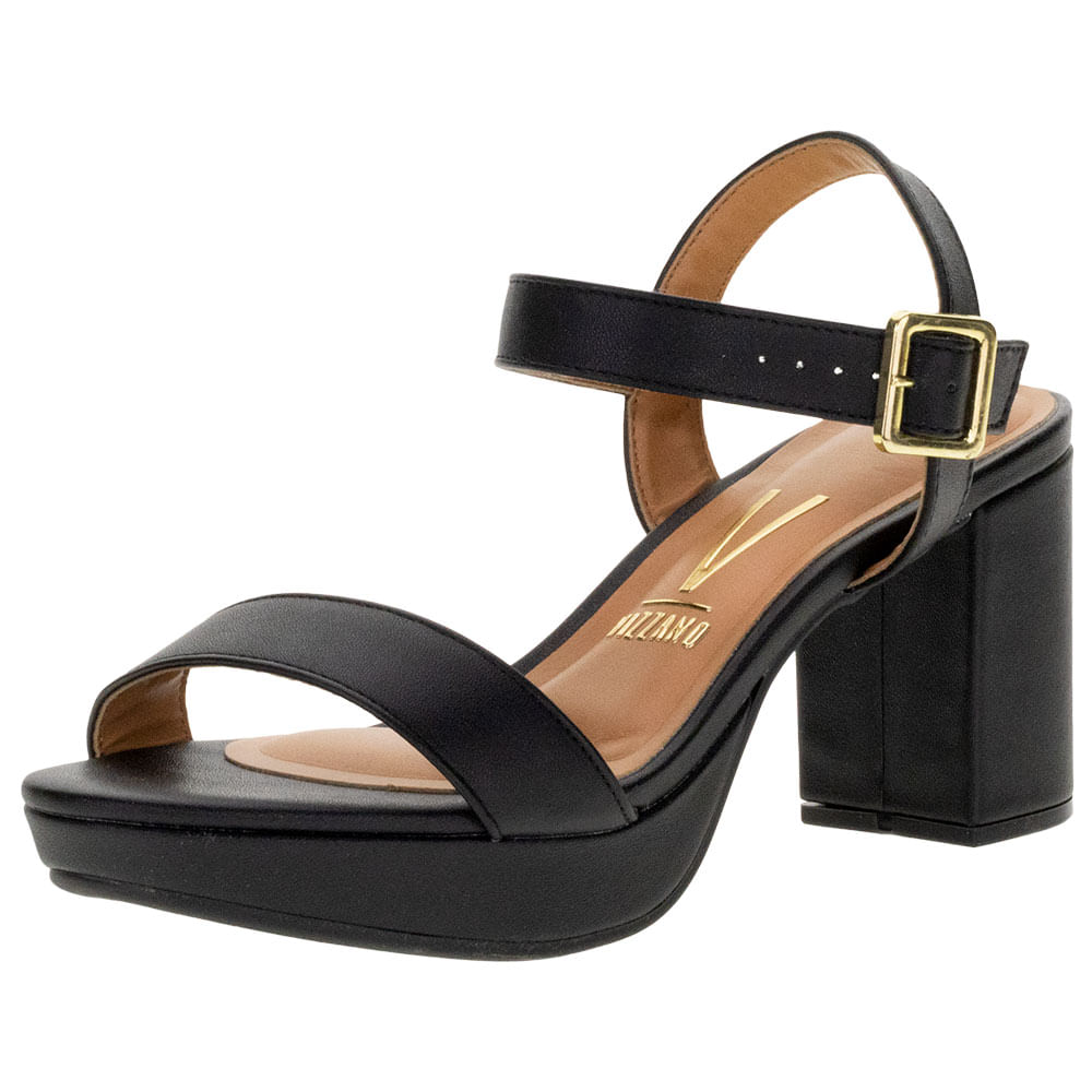 Sandália Meia Pata Salto Salto Alto Preto Grosso Vizzano Sandália