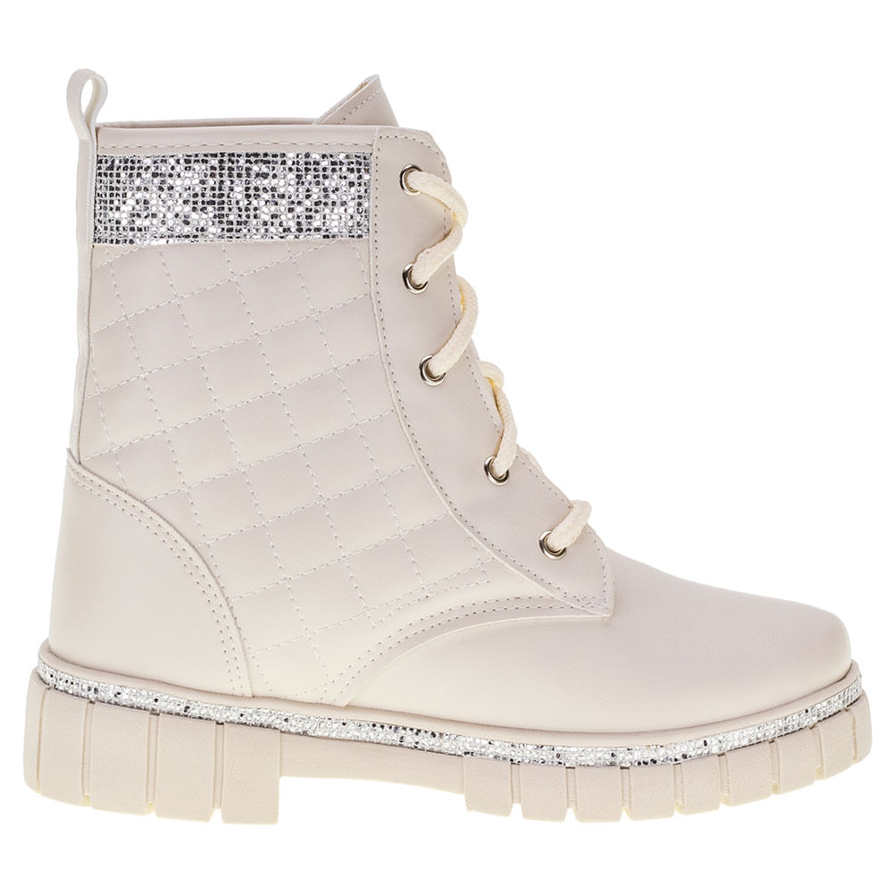 Bota Infantil Feminina Coturno Nilqi 1510 MARFIM cloviscalcados