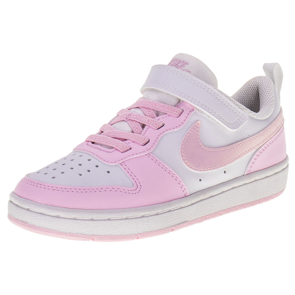 Tênis Infantil Court Borough Low Regraft Nike DV5457 BRANCO/ROSA