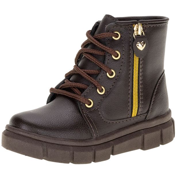 Bota Infantil Feminina Coturno Lily Kids 16030 CAFÉ 21