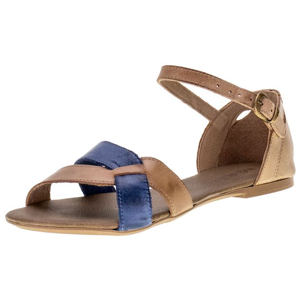 Sandália Feminina Flat Miss Western 189T BEGE/AZUL 34