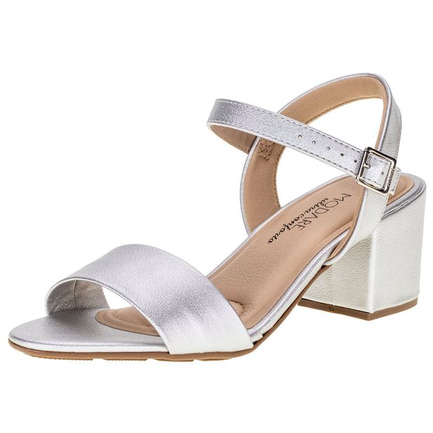 Sandália Feminina Salto Grosso Modare 7109469 PRATA 35
