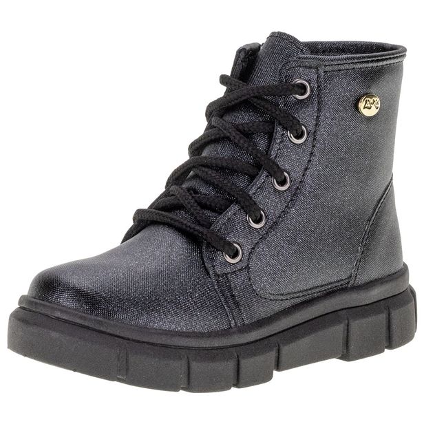 Bota Infantil Feminina Coturno Lily Kids 16035 PRETO 20