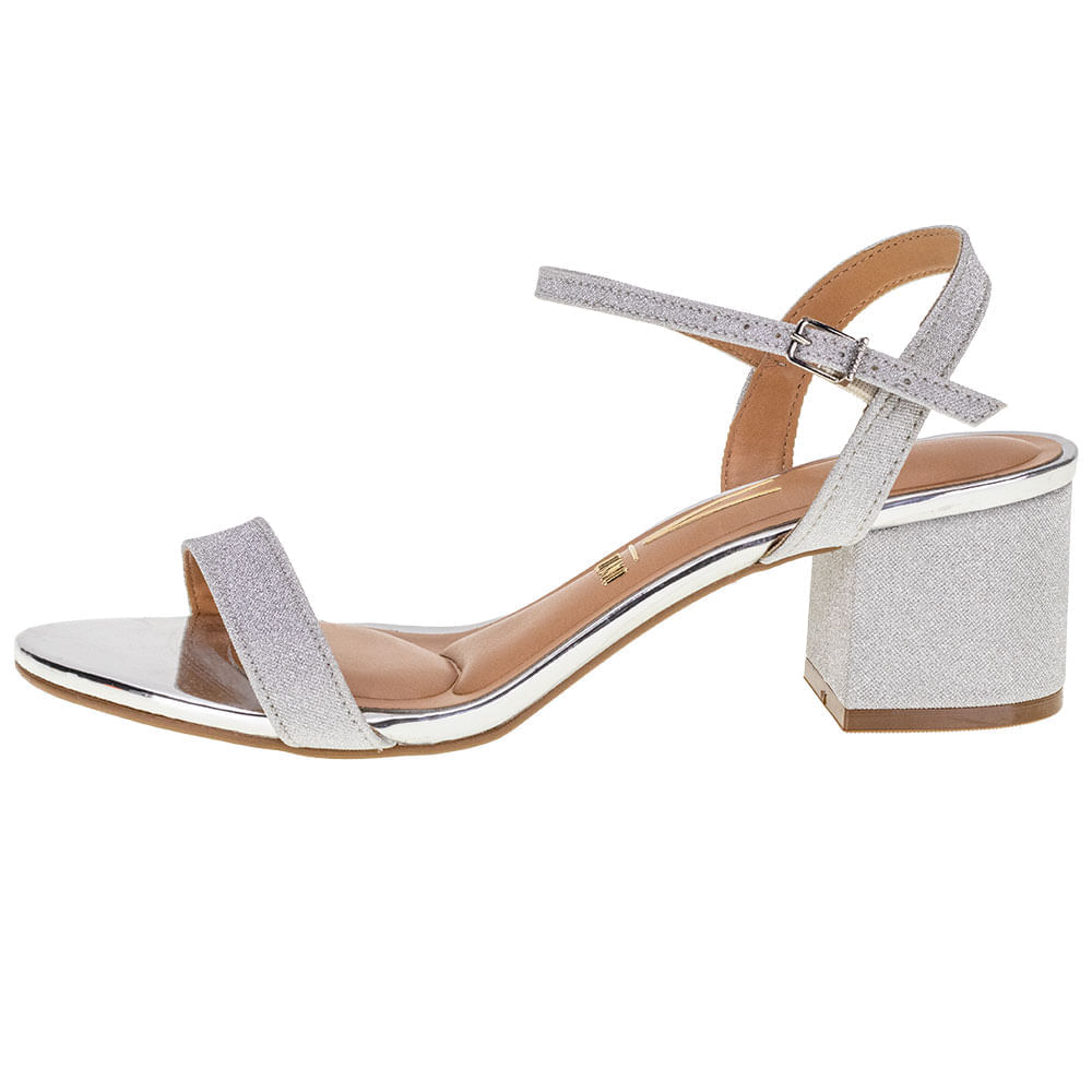 Sandália Vizzano Salto Sandalia Prata Festa Salto Baixo Salto