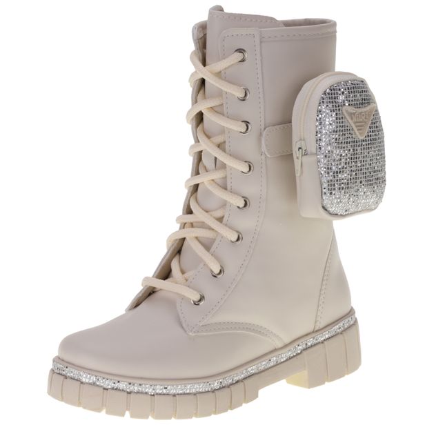 Bota Infantil Feminina Coturno Nilqi - 1560 MARFIM 28