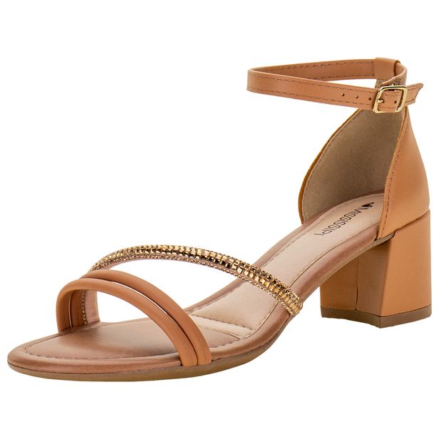 Sandália Feminina Salto Grosso Mississipi - Q9763 CARAMELO 35