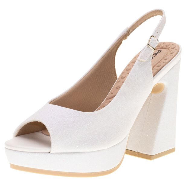 Sandália Feminina Salto Grosso Piccadilly 818009 BRANCO 38