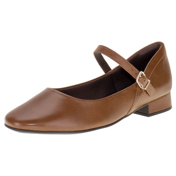 Sapato Feminino Salto Grosso ComfortFlex 2482302 CAFÉ 34