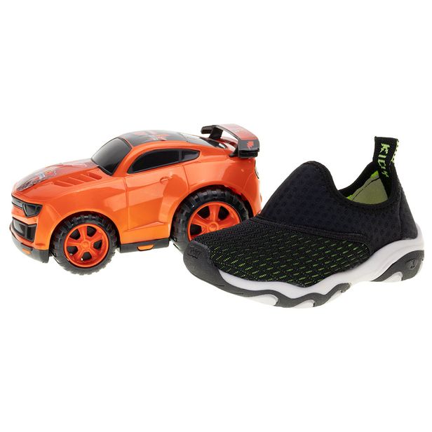 Kit Tênis Infantil Play e Carrinho Kidy 0070660 PRETO/VERDE 31