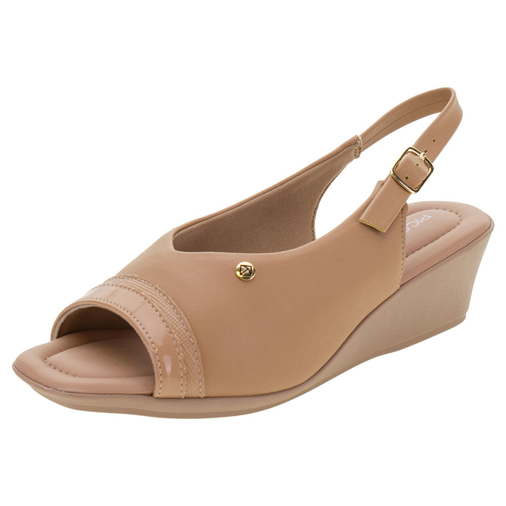 Sandália Feminina Salto Baixo Piccadilly 153068 BEGE