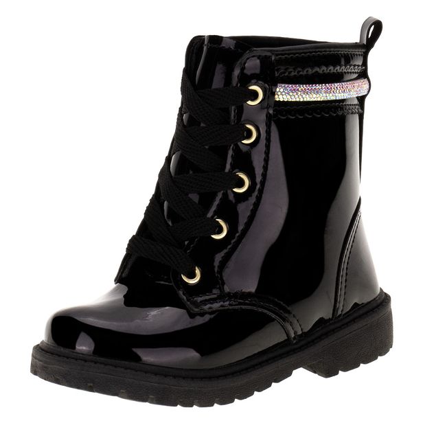 Bota Infantil Feminina Coturno Gracinha 0084 VERNIZ/PRETO 22
