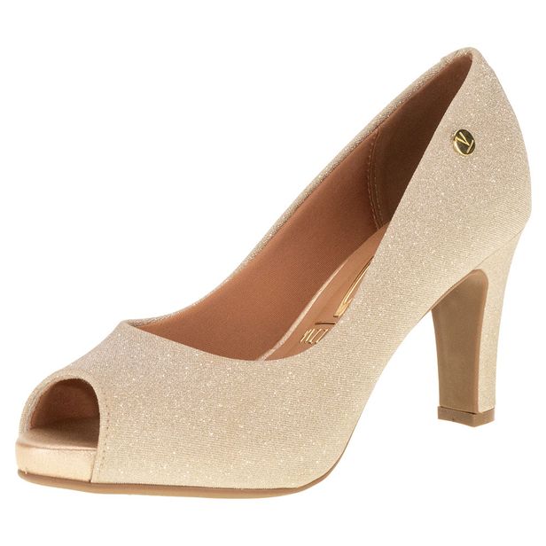 Peep Toe Feminino Salto Grosso Vizzano 1840300 OURO 37