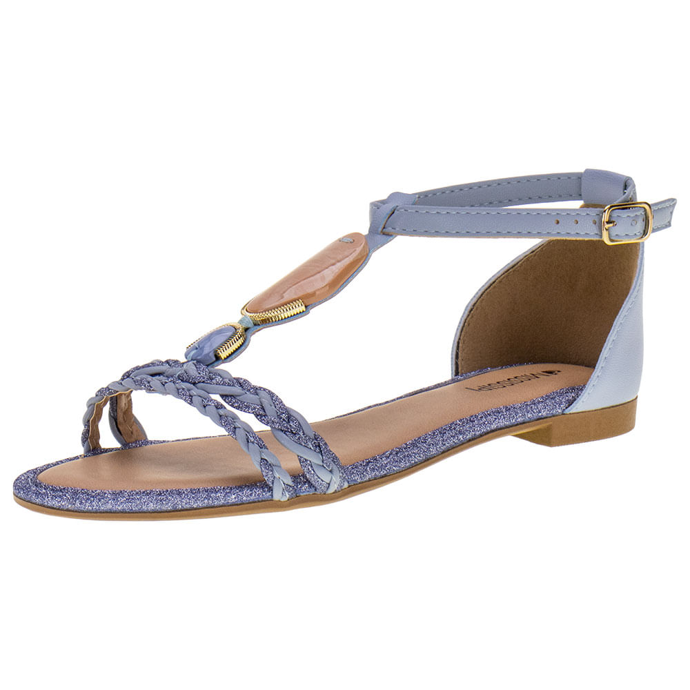 Sandália Feminina Rasteira Mississipi MI412 AZUL cloviscalcados
