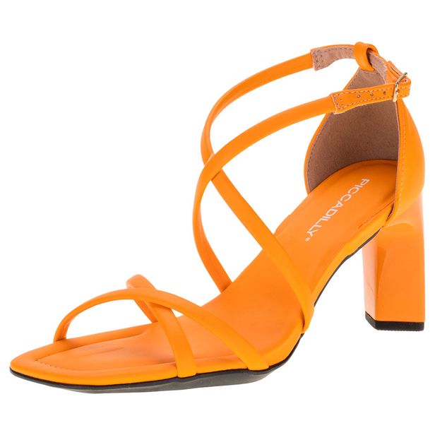 Sandália Feminina Salto Grosso Piccadilly 655007 LARANJA 37