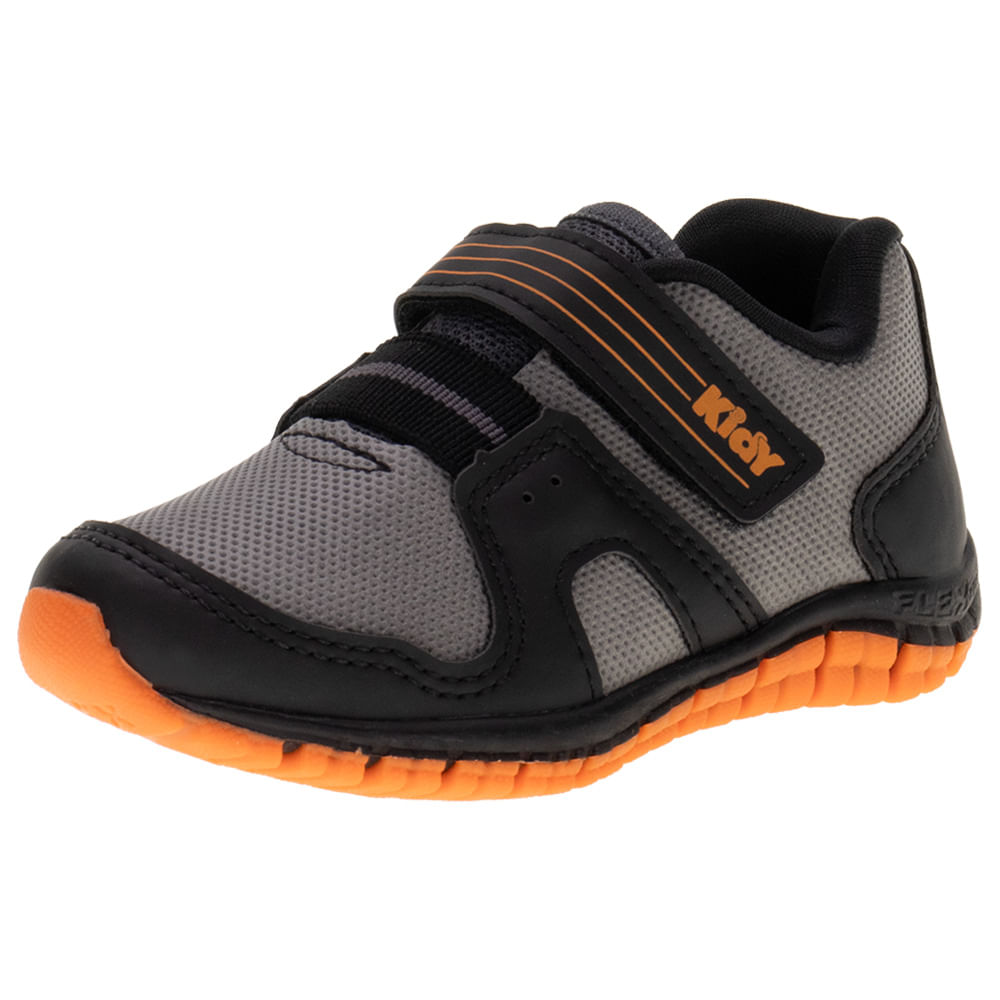 Tênis Infantil Masculino Flex Kidy 1640318 PRETO/LARANJA