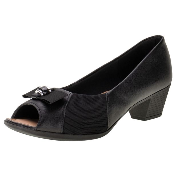 Peep Toe Feminino Salto Grosso Usaflex MM1501 PRETO 34