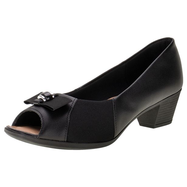 Peep Toe Feminino Salto Grosso Usaflex MM1501 PRETO 35