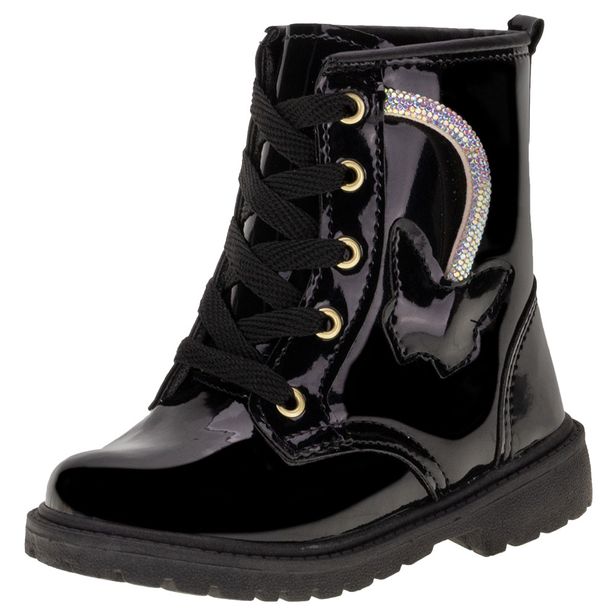 Bota Infantil Feminina Coturno Gracinha 0082 VERNIZ/PRETO 22