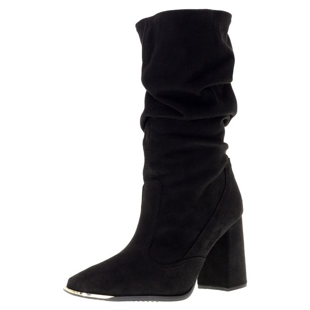 Bota Feminina Cano Médio Vizzano 3085205 PRETO/CAMURÇA 34