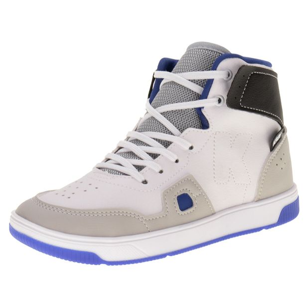 Tênis Infantil Masculino Cano Alto Astral Kidy 3291006 BRANCO/CINZA 25